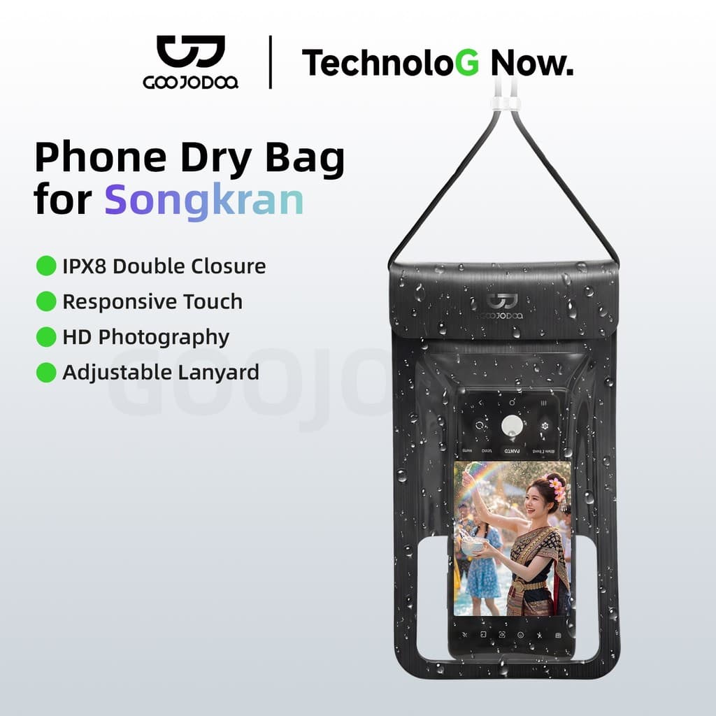 GOOJODOQ Phone Dry Bag for Songkran IPX8 Professional Protection HD Photography Clarity Ample Capacity Fits All Phones รูปที่ 1