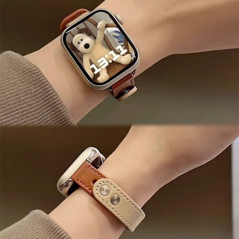 Silm สายหนังสําหรับ Apple Watch 46/42/49/45/41/38/44/40 มม. สําหรับ iWatch Series 11/10/9/8/7/6/5/4/SE2/Ultra3/2 รูปที่ 1