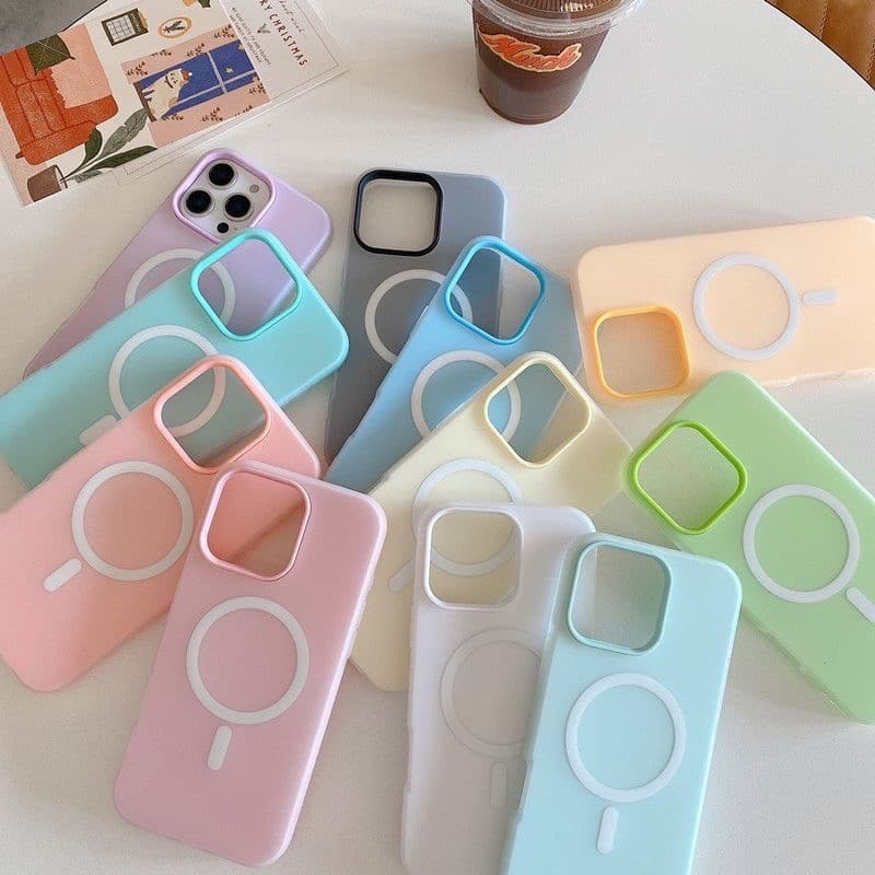 POPAAฟรอสต์แมทท์ 2-in-1 สีแคนดี้ เข้ากันได้สำหรับ เคสไอโฟน11 เคส iphone 17 16 Pro Max XR 12 13 14 15 สีชมพูสวยงาม#080 รูปที่ 1