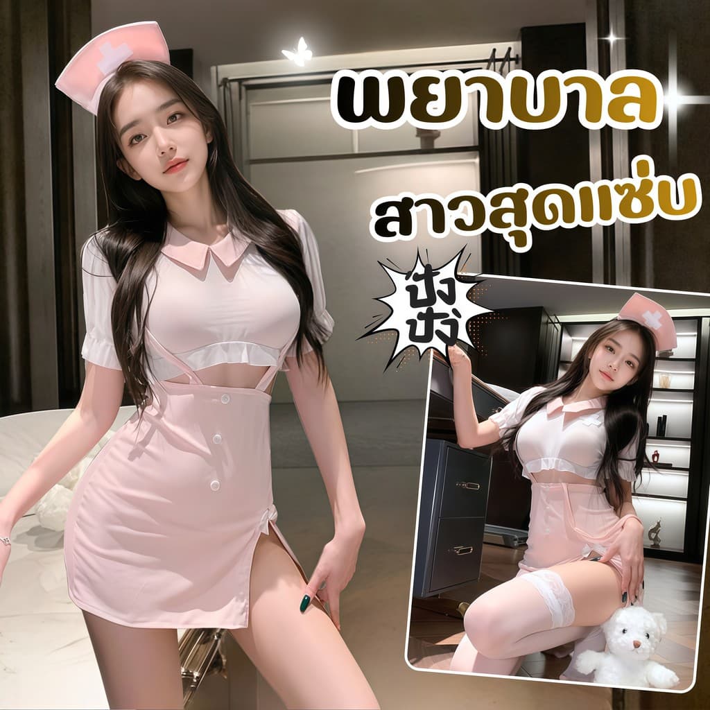 SEXY OUTLET ชุดอ่อย ชุดคอสเพลย์ ชุดพยาบาลคอสเพลย์ M-5XL | 40-100กก. SET-1114 รูปที่ 2