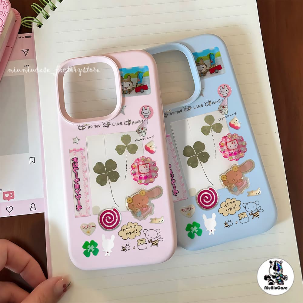 การ์ตูนโคลเวอร์โชคดี Case เคสไอโฟน For iPhone 11 17 16 15 12 13 14 15 Pro Max XR X XS Max 7 8 16 Plus เคสมือถือ สีพื้น รูปที่ 6