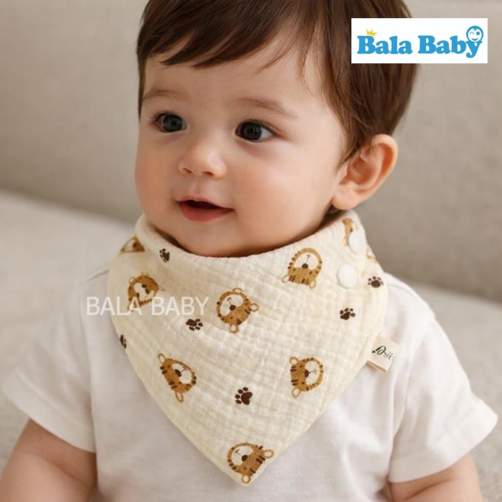 ผ้าซับน้ำลายแบบมีกระดุม ผ้ากันเปื้อนเด็ก ซึมซับง่าย มินิมอลใส่ง่ายได้ทุกวัน HD06 รูปที่ 6