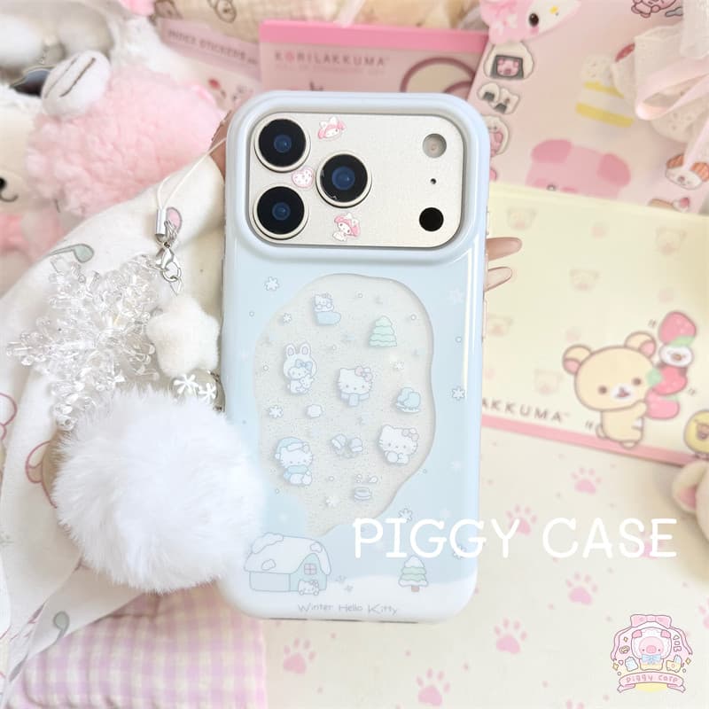 เคสไอโฟน 17 เหมาะสำหรับ IPhone 15 12 14 17 11 13 16 ProMax X XS XRMax 7 8 Plus เคสโทรศัพท์ลายแมวฤดูหนาวแบบมีประกายวิบวับ รูปที่ 1