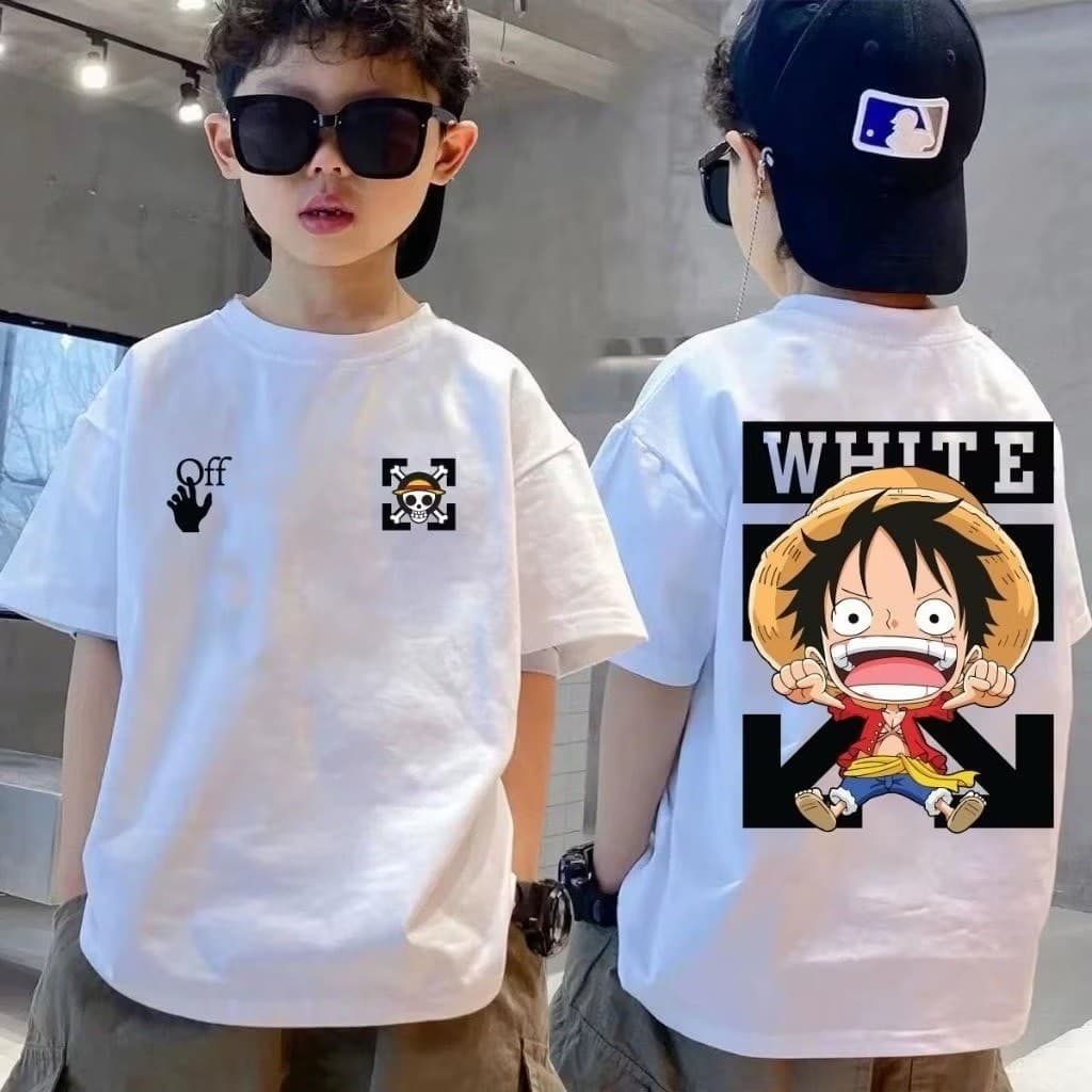 CODเสื้อยืดผู้ชาย เด็ก ลายการ์ตูน 100% ผ้าฝ้าย ทรงช่อขวาง ขนาดหลวม สีขาวดำ ใส่สบาย รุ่น 2025 kids cotton t shirt รูปที่ 1