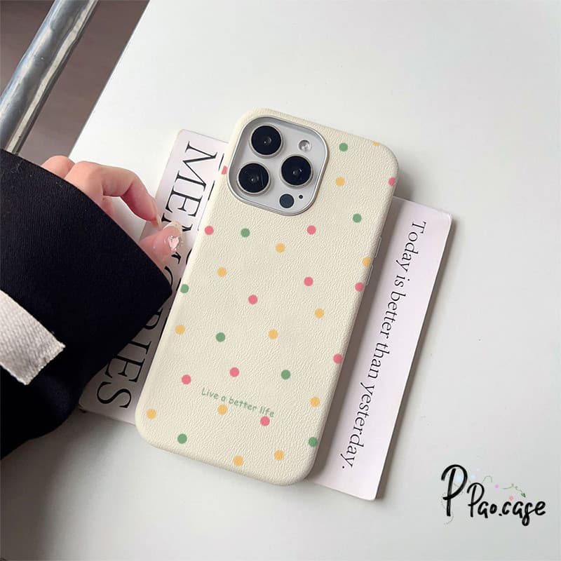 เคสไอโฟน17 16 เคสหนังวัว ลายจุดสีสดใสฮิต สำหรับiPhone 17 13 AIR 14 15 16 12 11 Pro Max 7 8 14 15 16 Plus XR X SE 2 3 รูปที่ 2