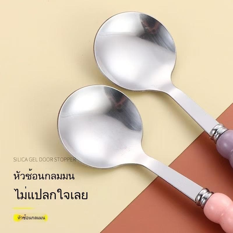 ช้อนส้อมสแตนเลสสีมุก ด้ามเซรามิก กันลื่น รูปที่ 7