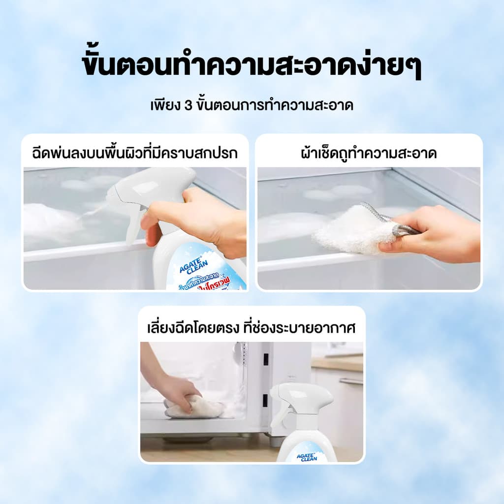 สเปรย์เช็ดตู้เย็น สเปรย์ทำความสะอาดตู้เย็น 400ml ขจัดคราบเหนียว ลดกลิ่นอับ ฆ่าเชื้อโรคได้ 99% สูตรอ่อนโยน รูปที่ 9