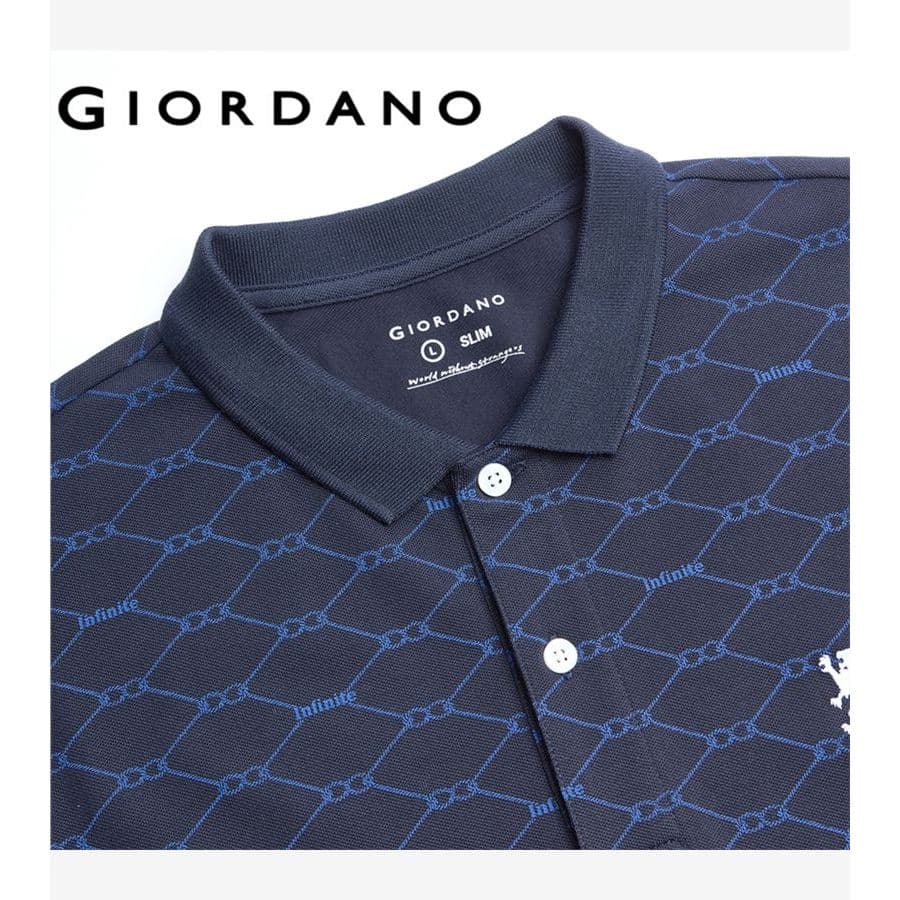 GIORDANO เสื้อโปโลผู้ชาย Men's Lion Slim All Over Printed Polo 01016204 รูปที่ 6