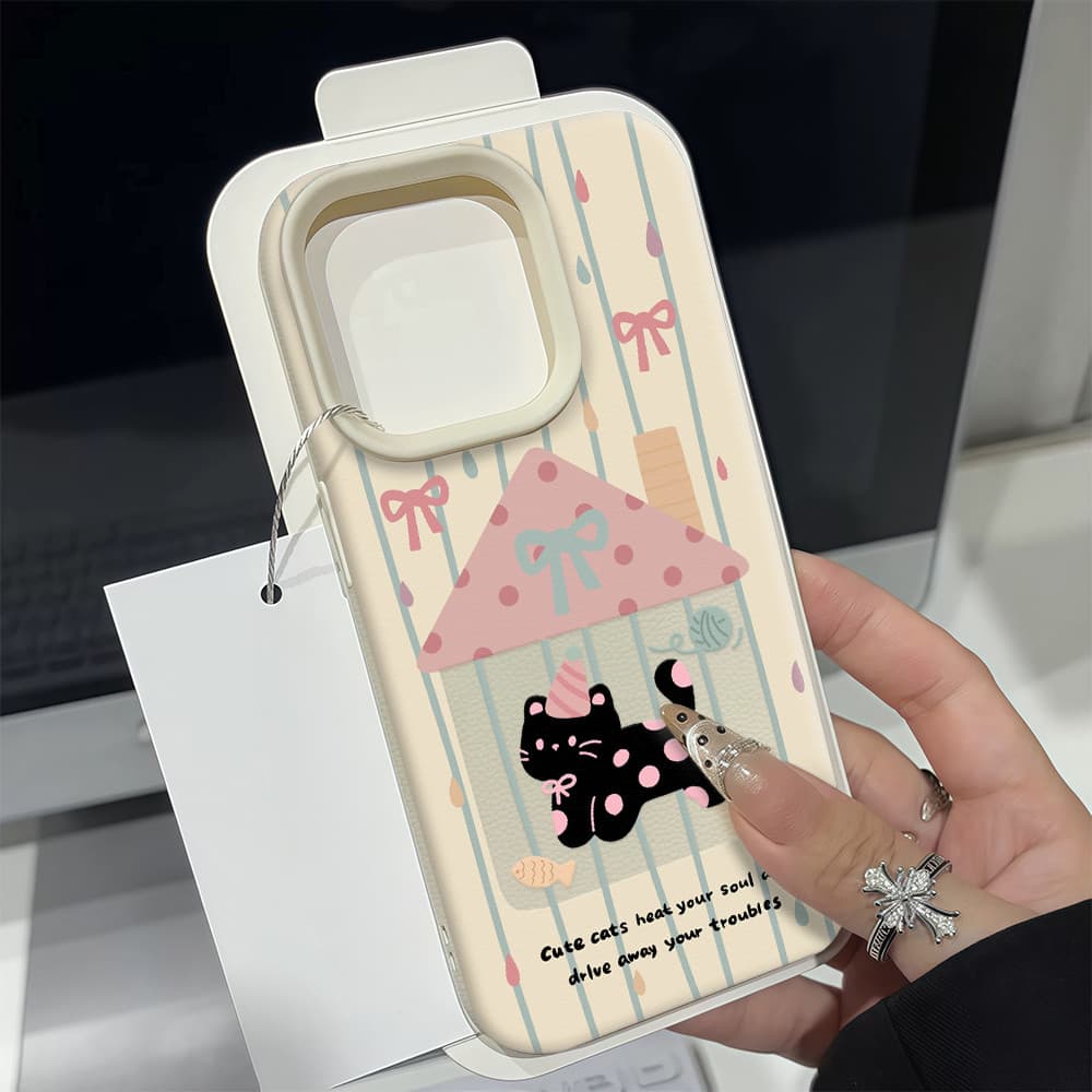 แมวโบว์ผีเสื้อ Silicone TPU เคสไอโฟน For iPhone 11 17 16 15 12 13 14 15 Pro Max 13 14 12 XR X XS Max 7 8 Plus เคสมือถือ รูปที่ 9