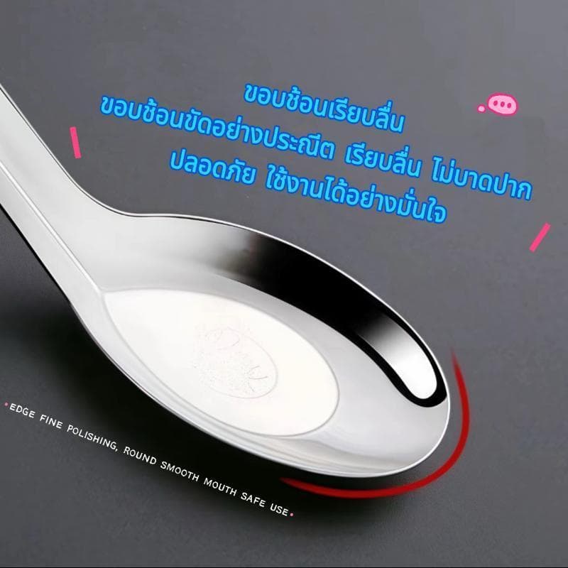Timo ช้อนซุปสแตนเลสสีเงิน แบบหนา ด้ามยาว ใช้ในครัวเรือน เหมาะสำหรับ นักเรียน ผู้ใหญ่ ชาบู ซุป รูปที่ 3