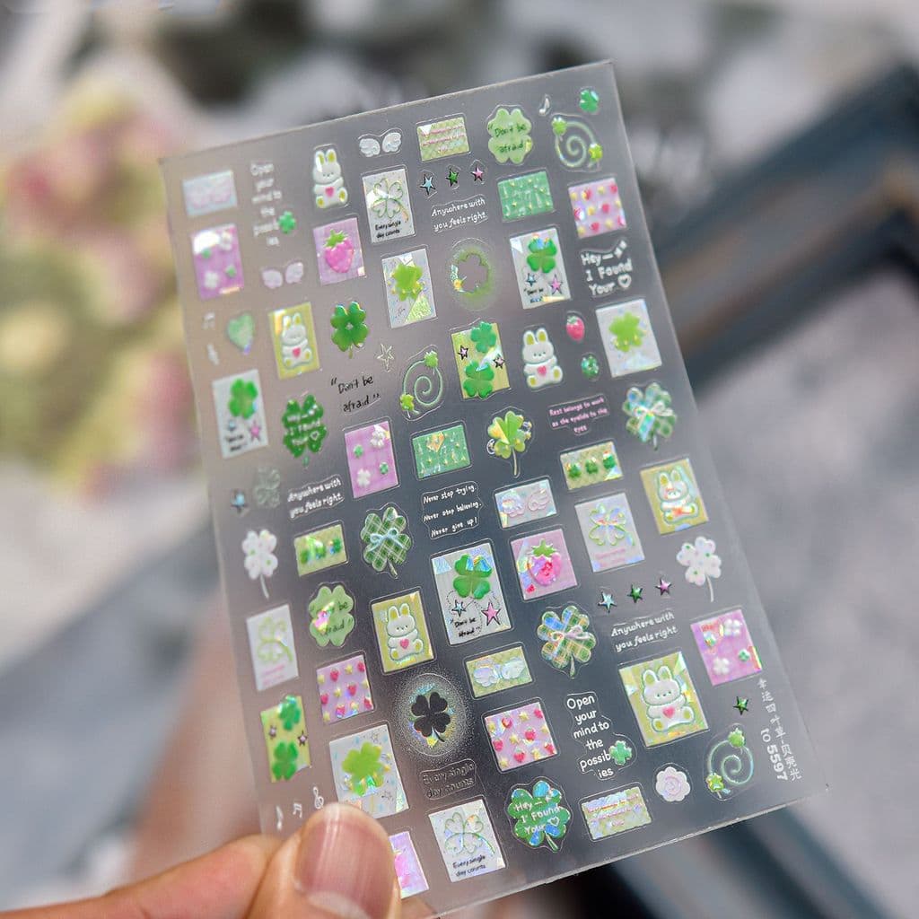 สติ๊กเกอร์แต่งเล็บ tomoni Shell Light ขายดี สติ๊กเกอร์ติดเล็บสดขนาดเล็ก Lucky Four-leaf Clover สติ๊กเกอร์ตกแต่งวัสดุ รูปที่ 7
