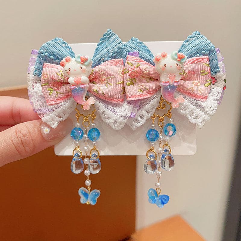 ของเล่นผมคุโรมิเมอร์เมด ฤดูใบไม้ผลิ มีโบว์ กิ๊บ และคลิป ผม สำหรับเด็กน่ารัก รูปที่ 8