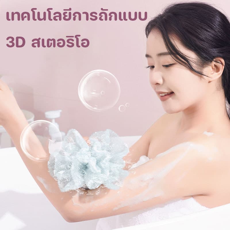 ลูกบอลอาบน้ํายืดได้ ใช้เป็นฟองน้ำขัดหลังได้ 2 in 1 เครื่องมือขัดผิว มาพร้อมที่ดูดติดผนัง แขวนได้ รูปที่ 4