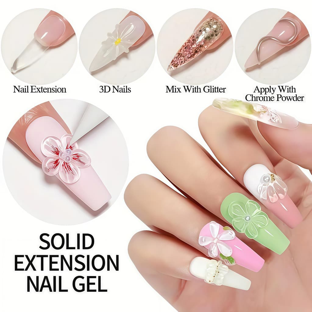 OsNailmall 100g Non Stick Hand Extension Gel ยาทาเล็บ Solid Milky Jelly Hard Gel สําหรับเล็บปลอมแกะสลักดอกไม้เล็บอะคริลิคเจล รูปที่ 3