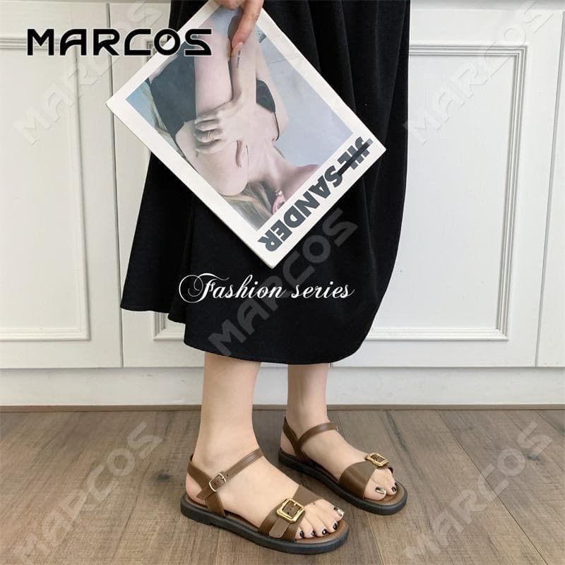 MARCOS รองเท้าแตะผู้หญิง พื้นนุ่ม ตกแต่งโลหะ รองเท้าแฟชั่นผู้หญิง ป้องกันลื่น สวมใส่สบาย รอง เ ทา แตะผู้หญิง #10 รูปที่ 4