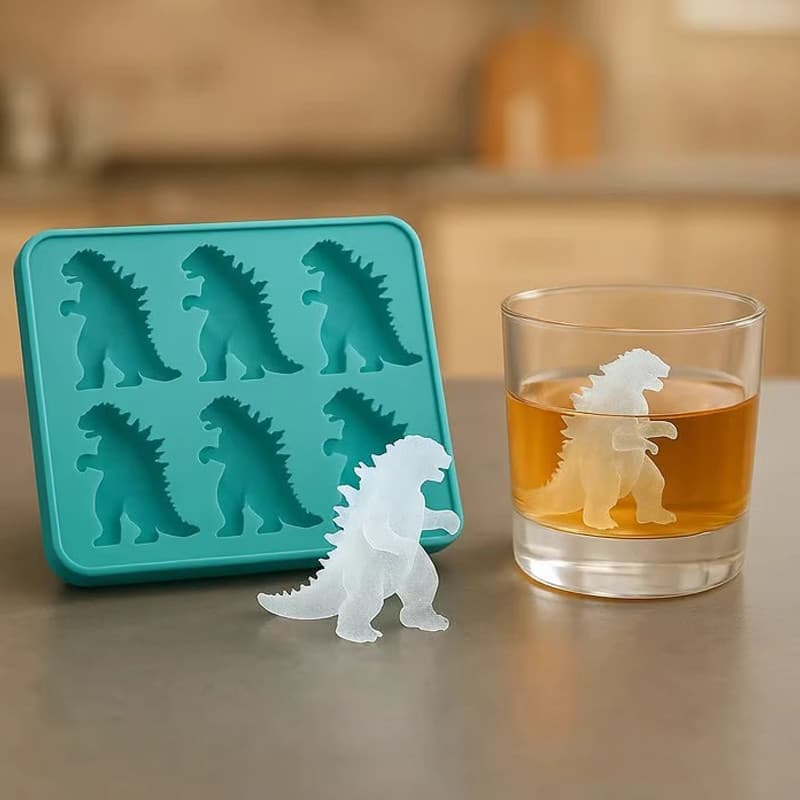 Godzilla แม่พิมพ์ซิลิโคนก้อนน้ําแข็งสนุกไดโนเสาร์รูปร่างสะดวกน้ําผลไม้ทําเครื่องล้างจานปลอดภัยครัว แกดเจ็ต รูปที่ 6