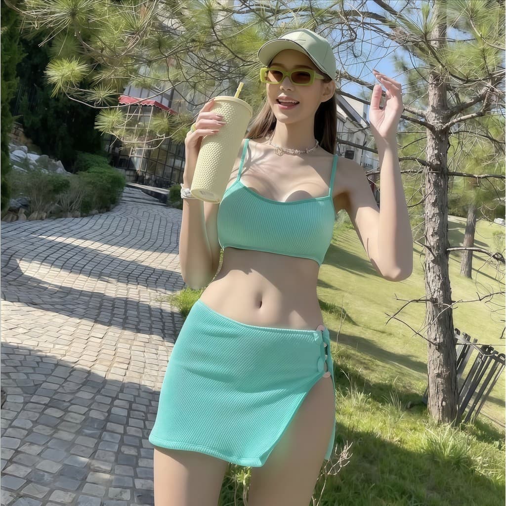 SEA MAID บิกินี่ผู้หญิง 2 ชิ้น พร้อมกระโปรง บิกินี่ใส่เที่ยว Bikini มีไซส์ M-XL | น้ำหนัก40-65กก.Y011 รูปที่ 3