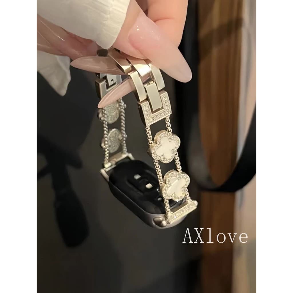 เพชร Four-leaf Clover สําหรับ Xiaomi Mi Band 10 9 8 Pro Watchband สร้อยข้อมือโลหะ Correa สําหรับ Redmi นาฬิกา 4 5 6 Starp รูปที่ 6