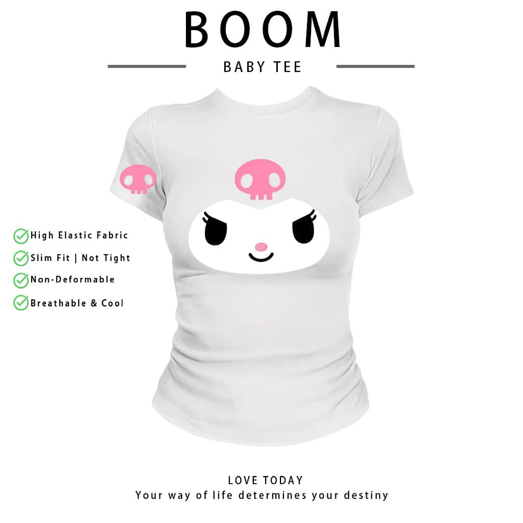 COD เสื้อสาวอวบ เสื้อครอปท็อป แขนสั้น babytee สไตล์เกาหลี y2k T-shirt | สไตล์แฟชั่น V06 รูปที่ 3
