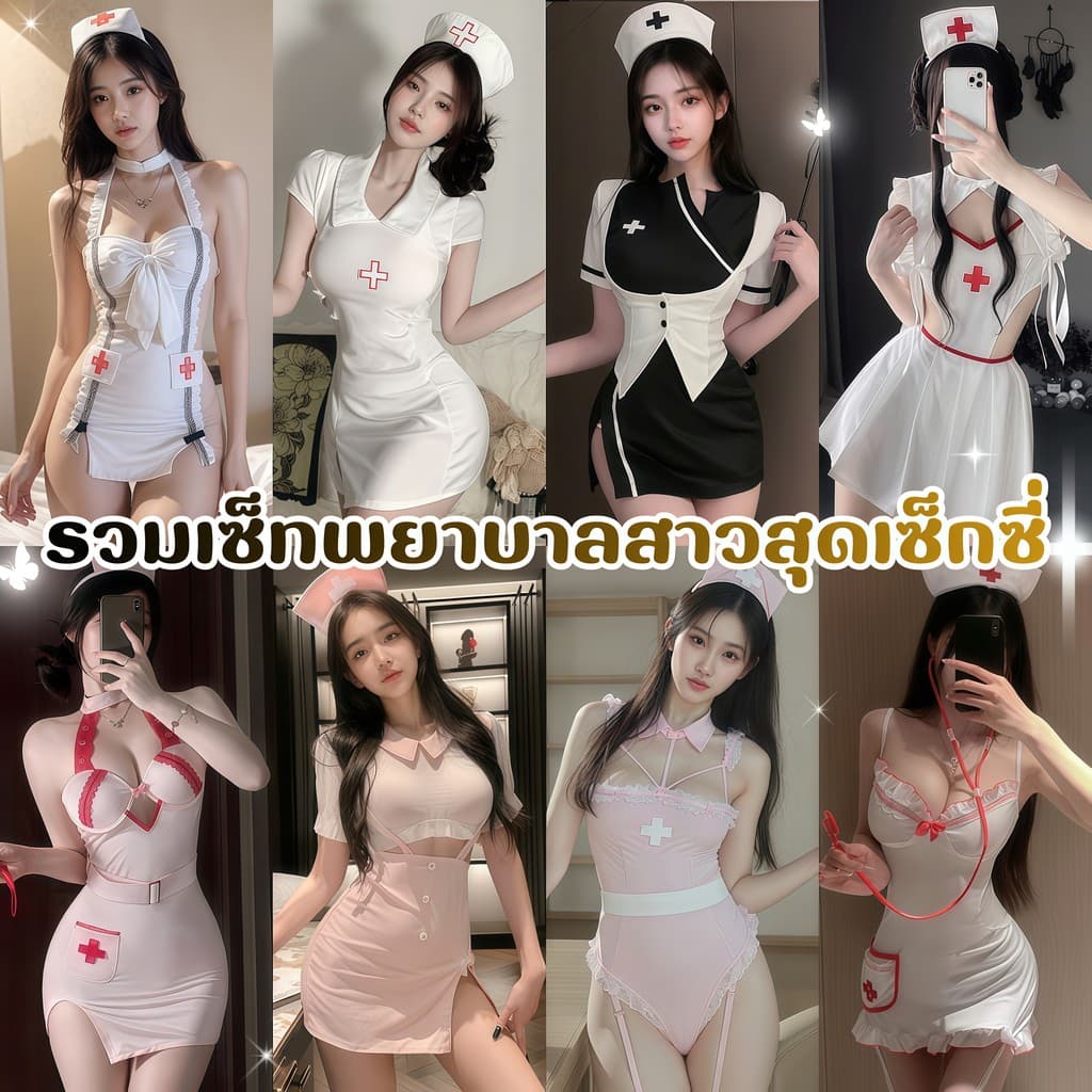 SEXY OUTLET ชุดอ่อย  ชุดคอสเพลย์ ชุดพยาบาลคอสเพลย์ 🍒 M-5XL | 40-100กก. SET-1114