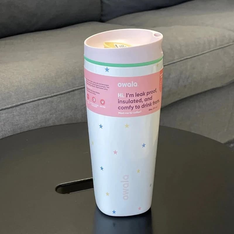 Owala SmoothSip Slider 20oz Tumbler พร้อมแก้วฉนวนด้านในเซรามิกพร้อมฝาปิด Slider No-Spill สําหรับกาแฟร้อน & Iced Latte รูปที่ 5