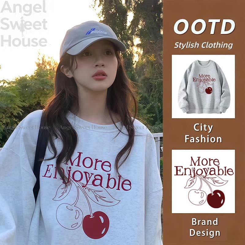 Angle Official เสื้อฮู้ดคอกลมโอเวอร์ไซซ์ผู้หญิง สไตล์เกาหลีเรียบง่าย อบอุ่นและสวมใส่สบาย C07 รูปที่ 2