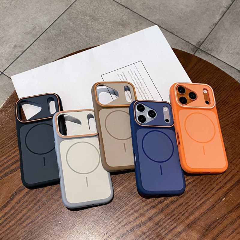 สีชน พีซี เคสแข็งแม่เหล็กสําหรับ ไอโฟน 11 12 13 14 15 16 17 มือโปร สูงสุด บวก ออกแบบอย่างน้อยที่สุดผิวเคลือบเคสโทรศัพท์แม่เหล็กสําหรับ ไอโฟน16 กรณีฝา รูปที่ 1