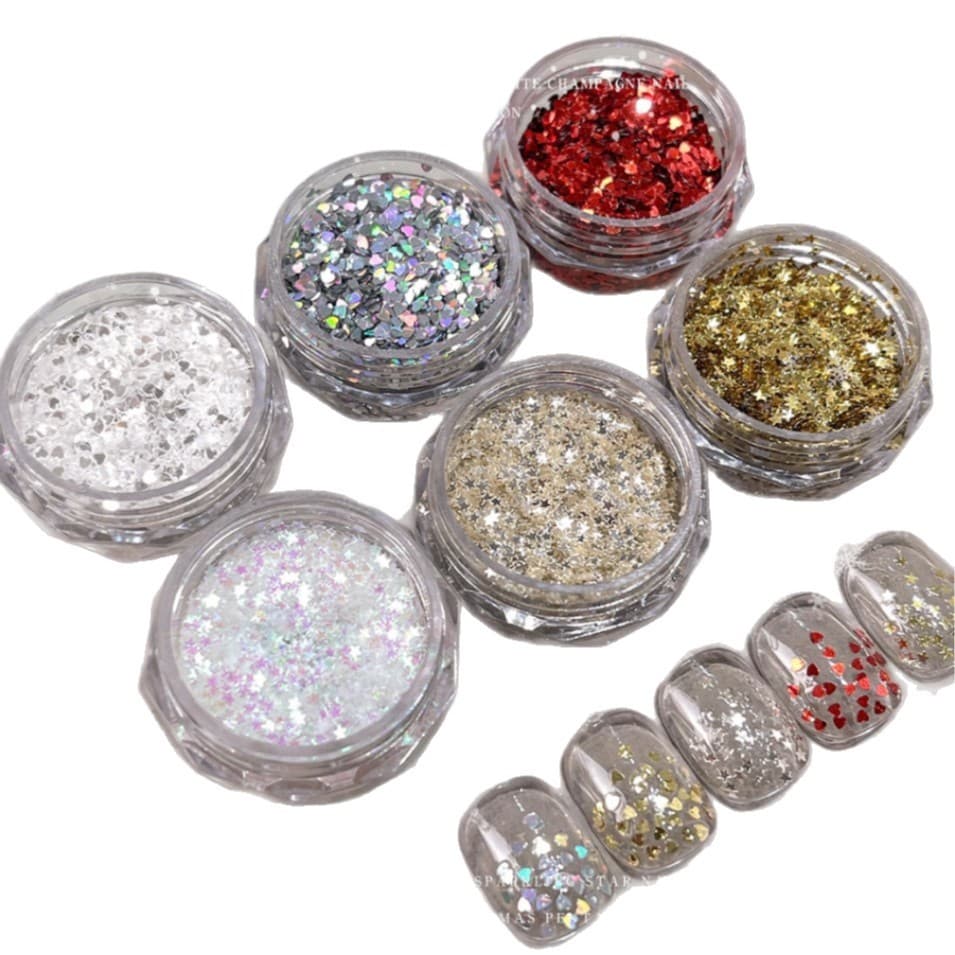 อุปกรณ์ทําเล็บ Peach Heart Polka Dot Sequins ins Influencer ขายร้อน Super Flash mini1mm Love Star Sequins สติ๊กเกอร์ติดเล็บ รูปที่ 5