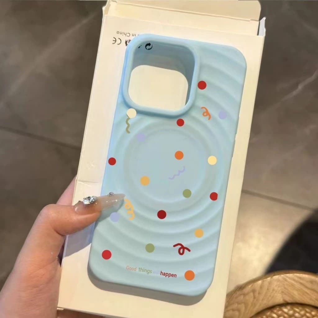 สินค้า ! เคสโทรศัพท์ลายคลื่นและจุดสีสดใสสุดคลาสสิค! เคส iPhone 17/16/15 Pro Max/14/13/12/11 มีฟังก์ชันแม่เหล็ก รูปที่ 3