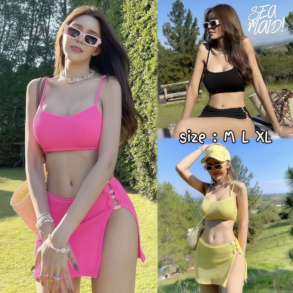 SEA MAID บิกินี่ผู้หญิง 2 ชิ้น พร้อมกระโปรง บิกินี่ใส่เที่ยว Bikini มีไซส์ M-XL | น้ำหนัก40-65กก.Y011 รูปที่ 1