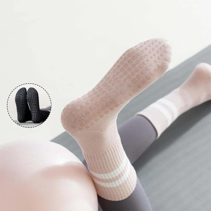 ถุงเท้าปุ่มกันลื่นCotton ระบายอากาศได้ถึงเหมาะสำหรับโยคะ/พีลาทิสCotton non-slip socks suitable for yoga รูปที่ 5