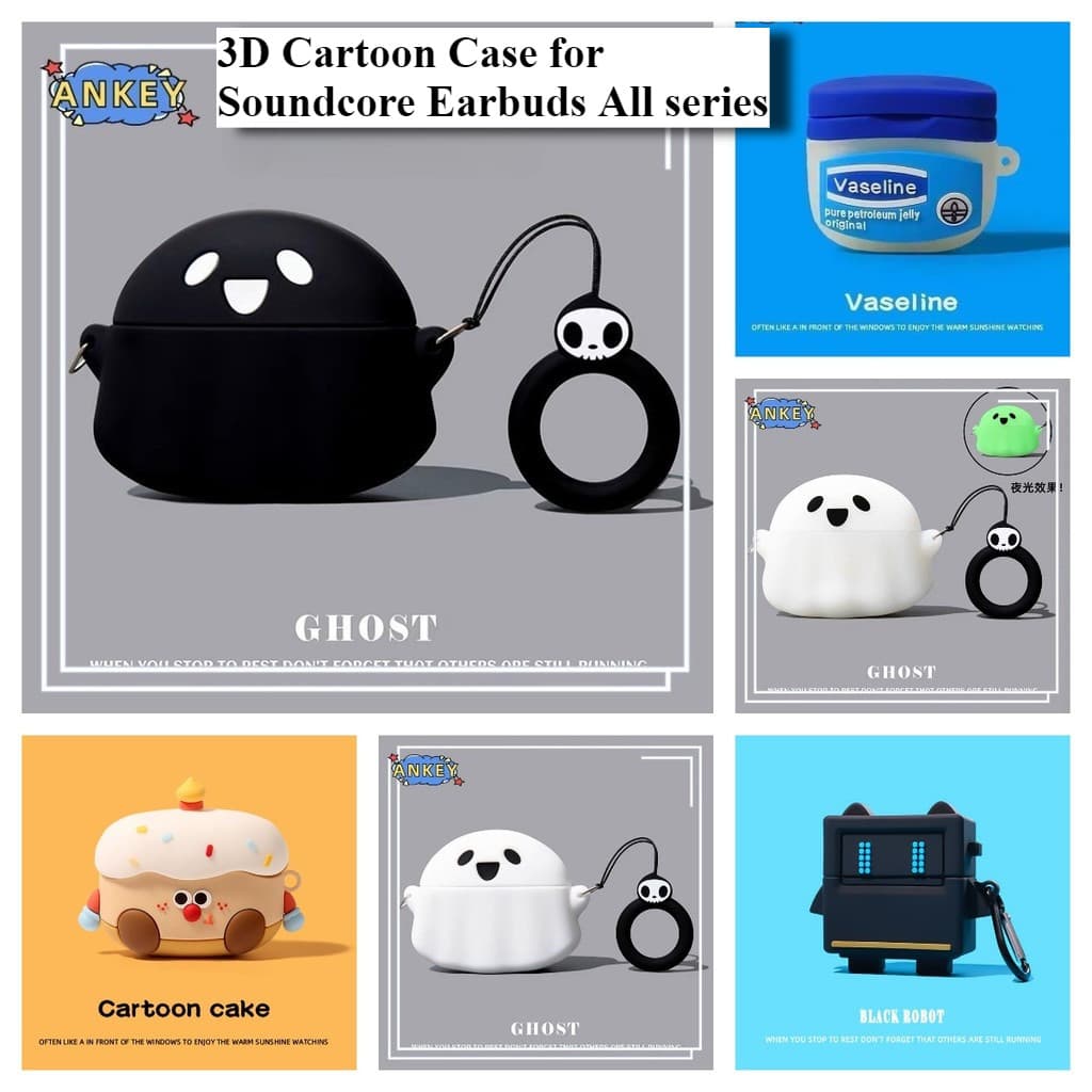 for Anker Soundcore C50i R60i NC AeroClip C30i R50i NC P40i P31i P30i Earbuds Case Silicone 3D Cartoon Luminous Ghost Cartoon Protective Cover Wireless earphone Shell TWS รูปที่ 1
