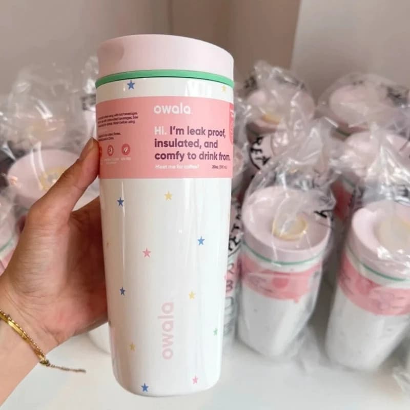 Owala SmoothSip Slider 20oz Tumbler พร้อมแก้วฉนวนด้านในเซรามิกพร้อมฝาปิด Slider No-Spill สําหรับกาแฟร้อน & Iced Latte รูปที่ 4