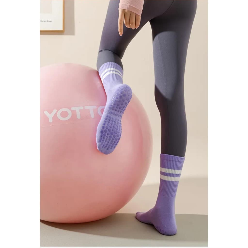 ถุงเท้าปุ่มกันลื่นCotton ระบายอากาศได้ถึงเหมาะสำหรับโยคะ/พีลาทิสCotton non-slip socks suitable for yoga รูปที่ 2