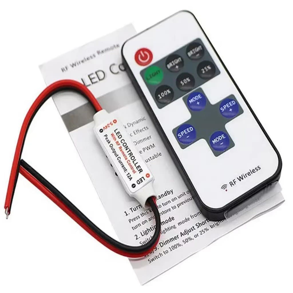 ร้านคนไทย！ RF11 12V รีโมทคอนโทรลไร้สาย Controller Dimmer หัวสองด้าน อุปกรณ์เสริม สําหรับ Mini LED Strip Light รูปที่ 8