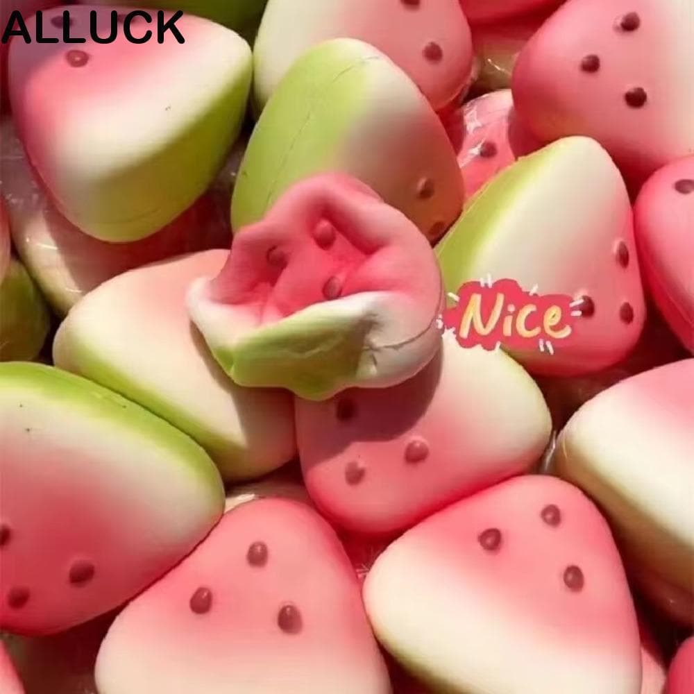 ALLUCK ของเล่นบีบ ดีไซน์หยิกและบีบ​​ ปล่อยอารมณ์ของเล่นสกุชชี่ป้องกันความเครียด​​, ​​รูปผลไม้ตลก​​ ​​ปลอดสารพิษ & ปลอดภัย​​ นุ่มนิ่ม&ทนทาน ​​เครื่องคลายเครียดแตงโม​​