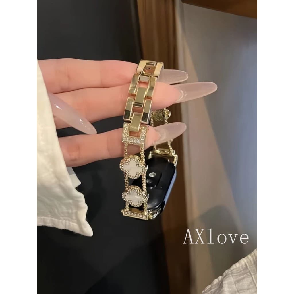 เพชร Four-leaf Clover สําหรับ Xiaomi Mi Band 10 9 8 Pro Watchband สร้อยข้อมือโลหะ Correa สําหรับ Redmi นาฬิกา 4 5 6 Starp รูปที่ 5