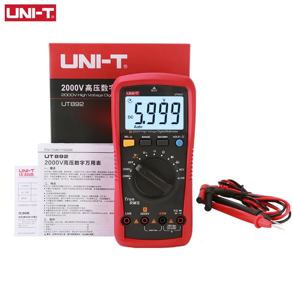 Uni-t UT892 2000V AC/DC มัลติมิเตอร์แบบดิจิตอลแรงดันสูง AC DC โวลต์มิเตอร์ True RMS รูปที่ 6