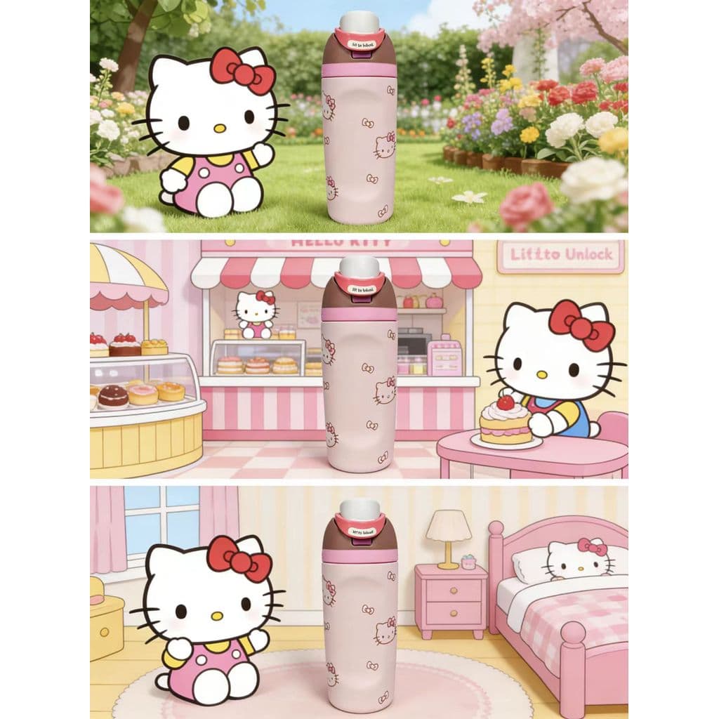 Hello Kitty x Owala FreeSip 16oz ขวดน้ําสแตนเลสรุ่น Limited Edition – แก้วน้ํากันรั่วพร้อมหลอดในตัว, ฉนวนติดผนังสองชั้นสําหรับเล่นกีฬา, โรงเรียนและการเดินทาง, ปลอดสาร BPA รูปที่ 4