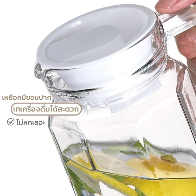 เหยือกน้ำ เหยือกน้ํา,พร้อมฝาปิดAnti-fall Stripe Pitcher, Drinkwareอะคริลิคใส 600/800/1100ML กาต้มน้ําเย็นตู้เย็น รูปที่ 5