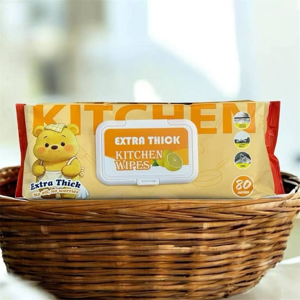 Kitchen Clean Wipes ทิชชูทำความสะอาดสำหรับครัว แผ่นใหญ่ ขจัดคราบน้ำมัน 99% กลิ่นเลมอน รูปที่ 7