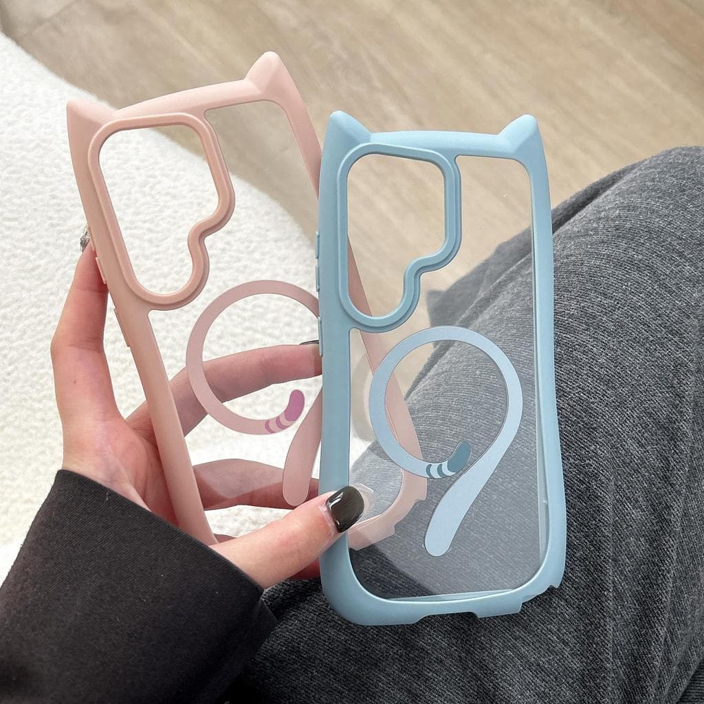 เคสโทรศัพท์แม่เหล็กหางแมวน่ารักสําหรับ Samsung S26 Ultra/S25/S24 Plus/S23 Plus ดีไซน์ใหม่; กันกระแทก ฝาครอบโปร่งใส รูปที่ 8