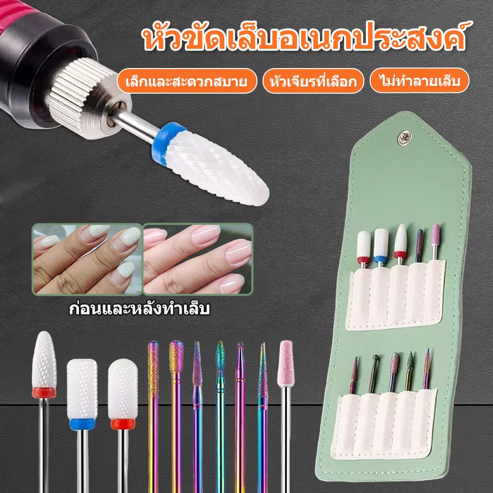 10 ชิ้นรอบเพชรเล็บบดชุดหัวส่งพัสดุสีเล็บขัดหนังกำพร้าทำความสะอาดเครื่องมือความงามเล็บ รูปที่ 2