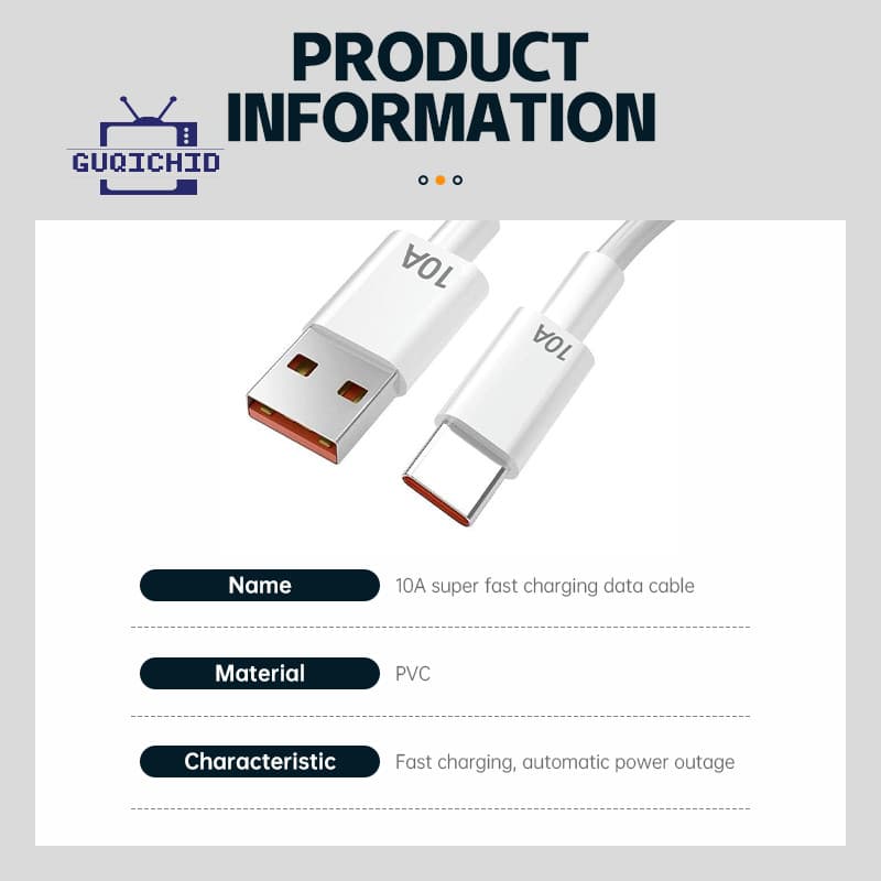 10A Type-C สายชาร์จเร็ว สายเคเบิลข้อมูล TYPE-C กระแสสูง เหมาะสำหรับ Android และสายชาร์จเร็วพิเศษ 120W รูปที่ 5
