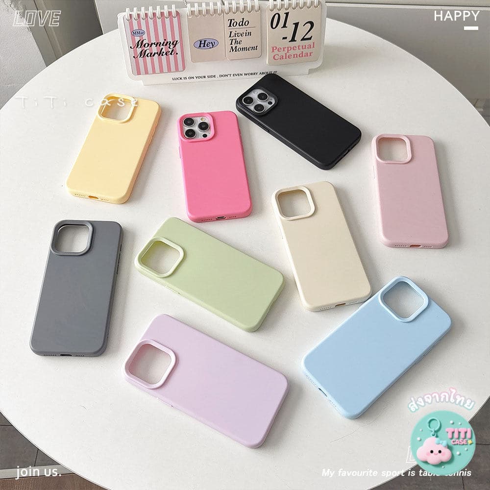 goodสีลูกกวาดแบบเรียบง่าย เคสไอโฟน For iPhone 11 17 16 15 12 13 14 15 Pro Max XR X XS Max 7 8 16 Plus เคสมือถือ สีพื้น รูปที่ 4