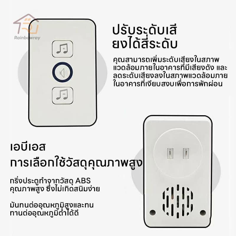 กริ่งประตูไร้สาย กริ่งไร้สาย ออดไร้สายปรับ 180M ริงโทน 61เสียง คุณภาพเสียงคมชัดติดตั้งง่าย รูปที่ 7