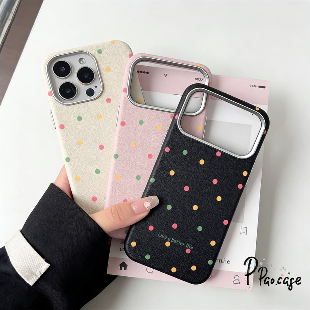 เคสไอโฟน17 16 เคสหนังวัว ลายจุดสีสดใสฮิต สำหรับiPhone 17 13 AIR 14 15 16 12 11 Pro Max 7 8 14 15 16 Plus XR X SE 2 3 รูปที่ 1