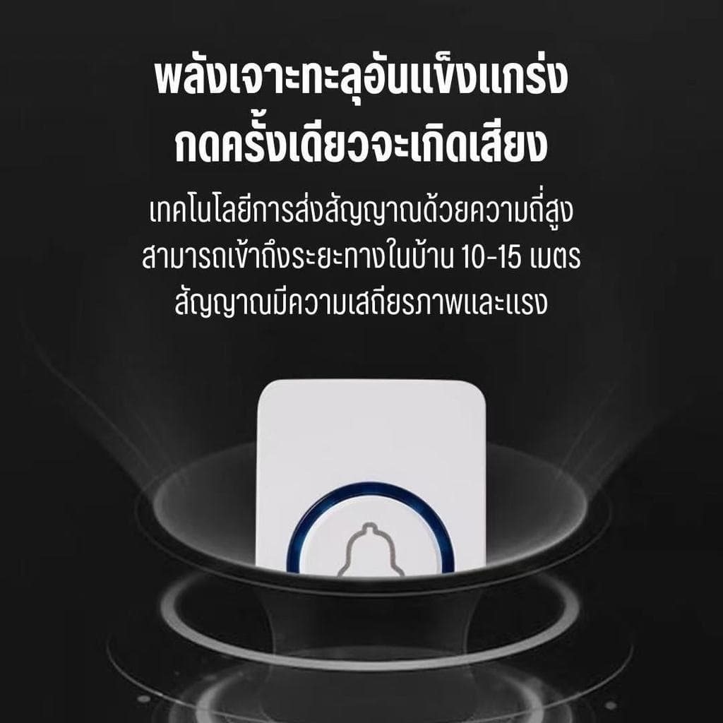 กริ่งประตูไร้สาย ระยะการใช้งาน 10-15 เมตร กันน้ำและฝุ่น ริงโทน 38 เสียง ติดตั้งง่ายมาก ไม่ต้องเจาะ รูปที่ 2