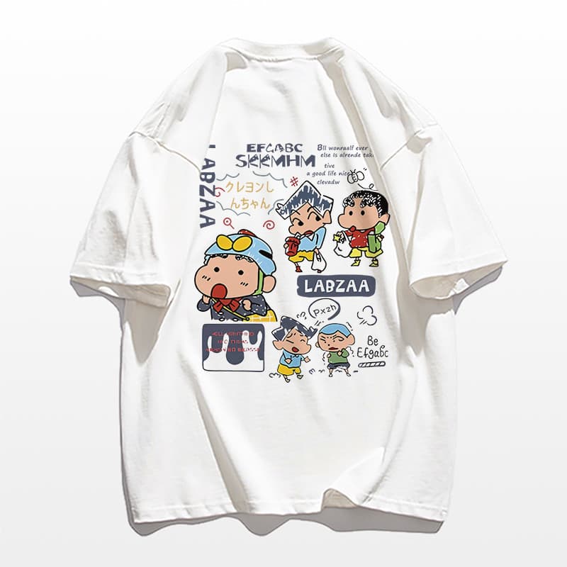 NFV ลายพิมพ์ชินจัง เสื้อยืดแขนสั้นคอกลม ทรงหลวม ผ้าคอตตอน 100% ระบายอากาศ ใส่สบาย YG1077 รูปที่ 8