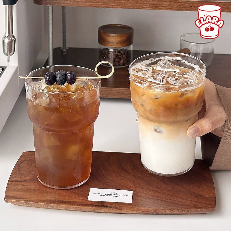 แก้วสไตล์เรียบง่ายส่วนตัว หนาแน่น ทนทาน 450ml เหมาะกาแฟเย็น นม น้ำผลไม้ คาเฟ่ บ้าน รูปที่ 8